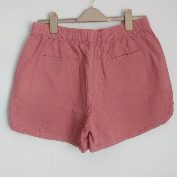CYNTHIA ROWLEY Women's Size Large Gauzy All Cotton Shorts Beachy Coral Pockets - Picture 4 of 5